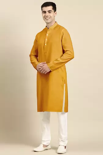 Mustard twill weave cotton kurtas