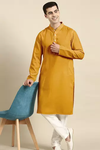 Mustard twill weave cotton kurtas