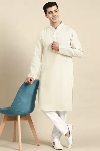 Cream twill weave cotton kurtas