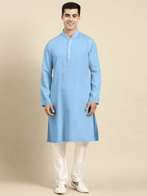 Blue light twill weave cotton kurtas 1