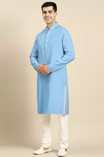 Blue light twill weave cotton kurtas