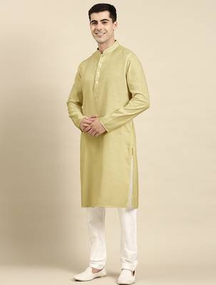 Greenish beige twill weave cotton kurtas 3