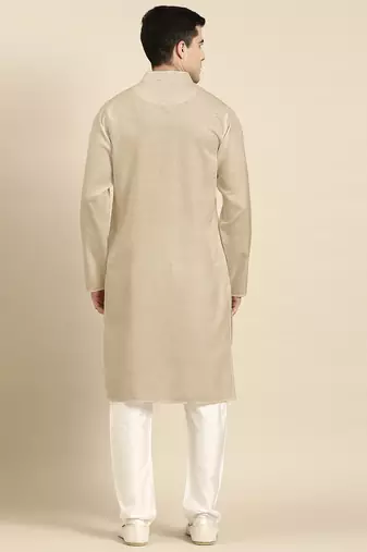 Beige twill weave cotton kurtas