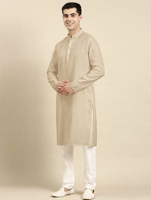 Beige twill weave cotton kurtas 3