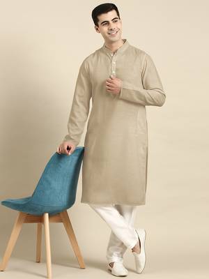 Beige twill weave cotton kurtas 4