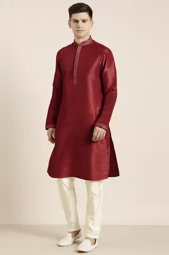 Maroon embroidered kurtas