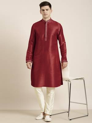 Maroon embroidered kurtas 4