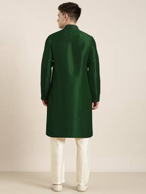 Bottle green embroidered kurtas 2