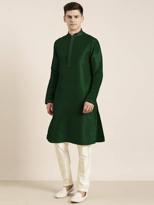 Bottle green embroidered kurtas 3