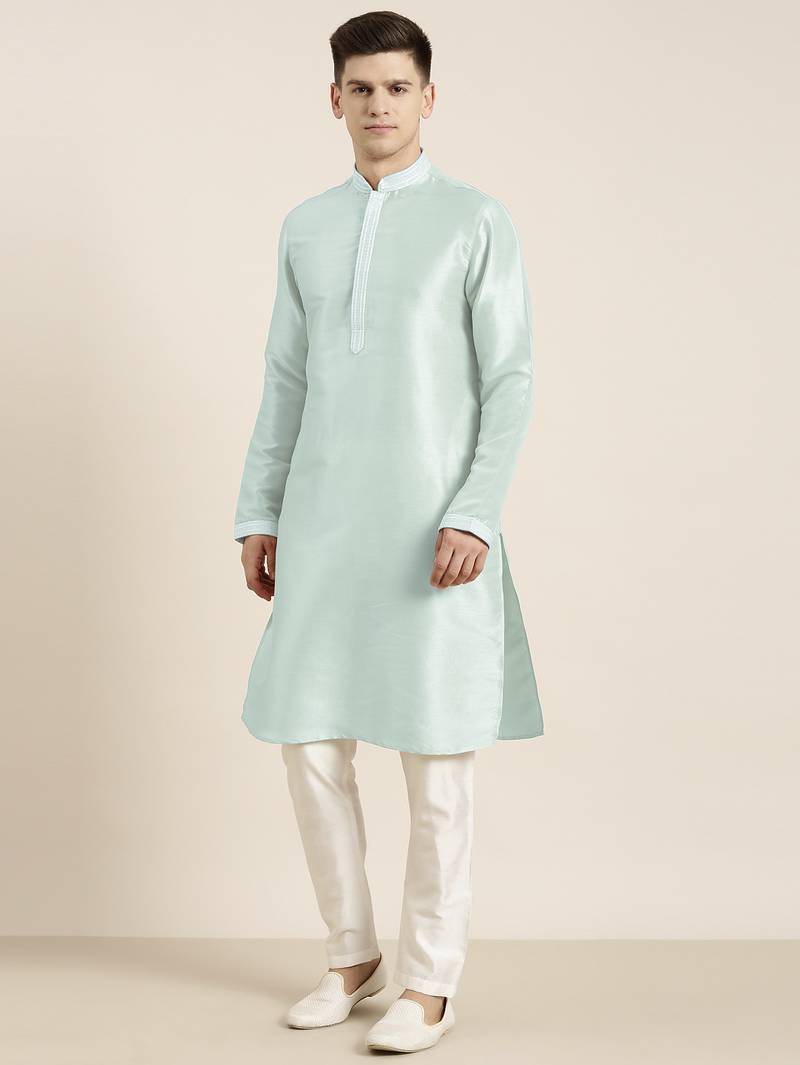 Sky blue embroidered kurtas