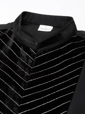 Black cotton with velvet detailing kurtas 2