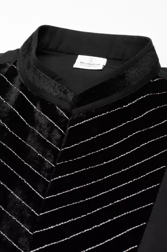 Black cotton with velvet detailing kurtas