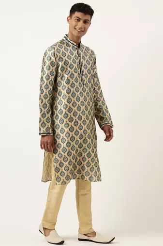 Printed gold cotton kurtas