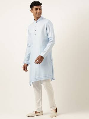 Sky blue asymmetrical kurtas 3
