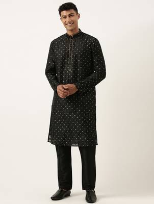 Black chanderi jacquard kurtas 1