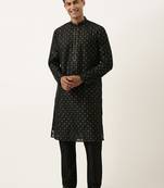 Black chanderi jacquard kurtas