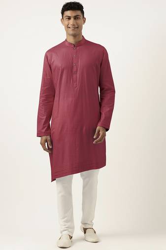 Scarlet red asymmetrical cotton kurtas