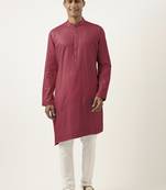Scarlet red asymmetrical cotton kurtas