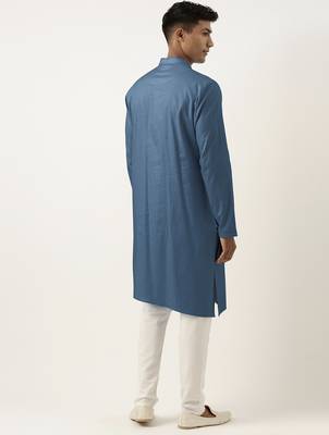 Cobalt blue asymmetrical cotton kurtas 2