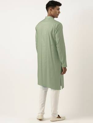 Light green asymmetrical cotton kurtas 2