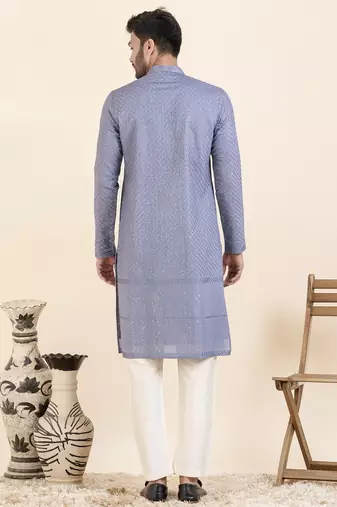 Blueish grey embroidered kurtas