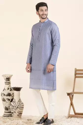 Blueish grey embroidered kurtas