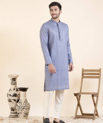 Blueish grey embroidered kurtas 4