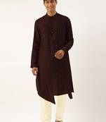 Maroon side open layered kurtas