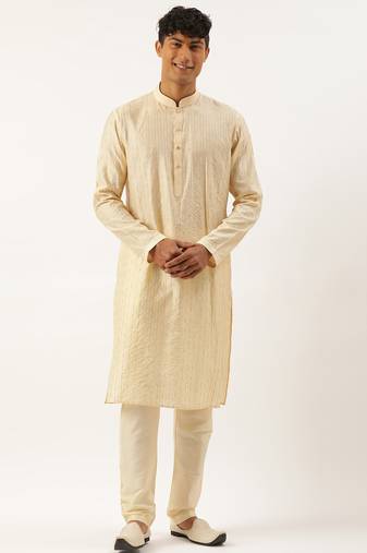 Yellow embroidered kurtas