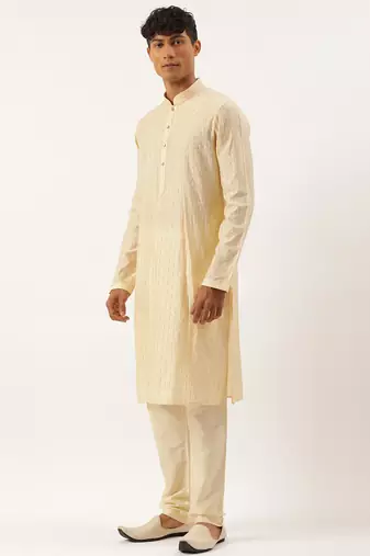 Yellow embroidered kurtas