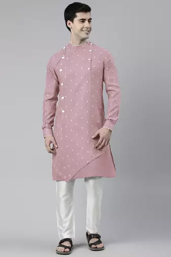 Pink design asymmetrical kurtas