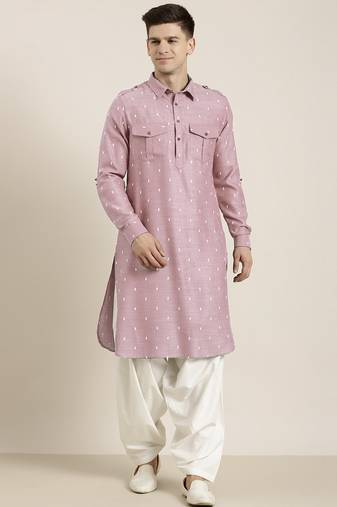 Pink cotton pathani with salwar