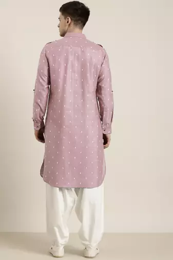 Pink cotton pathani with salwar