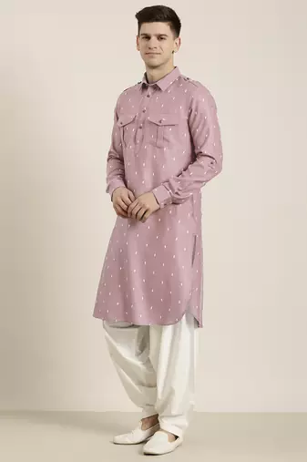 Pink cotton pathani with salwar