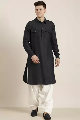 Black cotton pathani with salwar