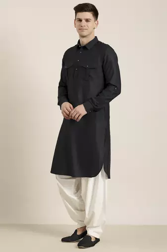 Black cotton pathani with salwar