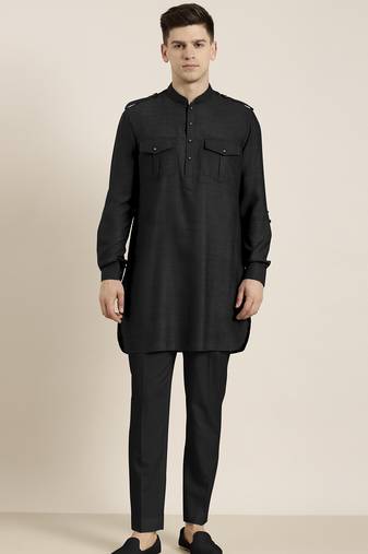 Black cotton short pathani
