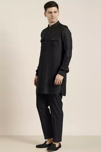 Black cotton short pathani