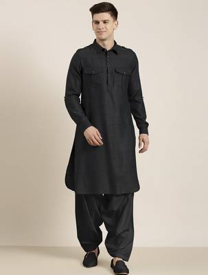 Black cotton pathani with salwar 1