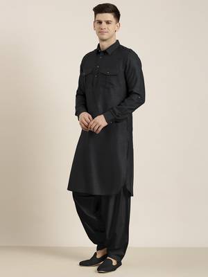Black cotton pathani with salwar 3