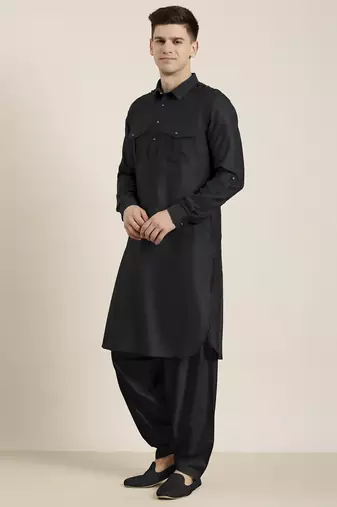 Black cotton pathani with salwar
