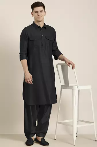 Black cotton pathani with salwar