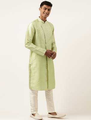 Parrot green embroidery angrakha kurtas 3