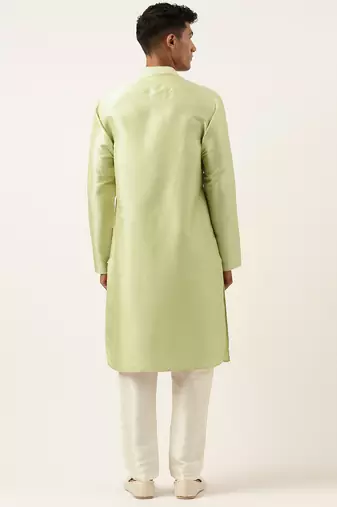 Parrot green embroidery angrakha kurtas