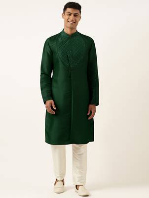 Green embroidery angrakha kurtas 1