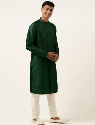 Green embroidery angrakha kurtas 3