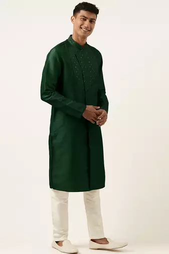 Green embroidery angrakha kurtas
