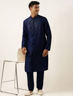 Blue embroidery angrakha kurtas 4