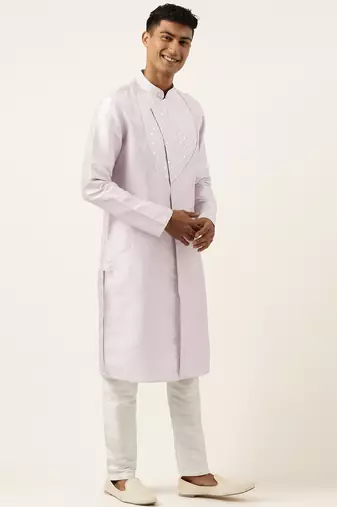 Light pink embroidery angrakha kurtas