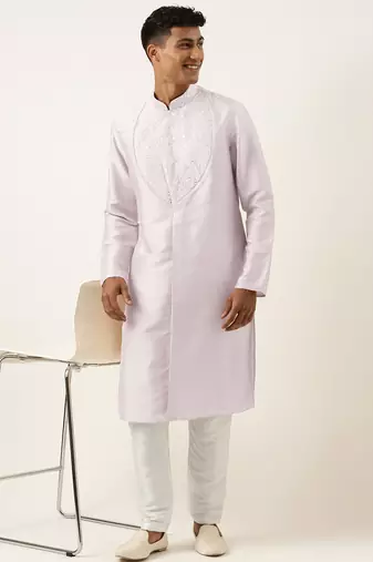 Light pink embroidery angrakha kurtas